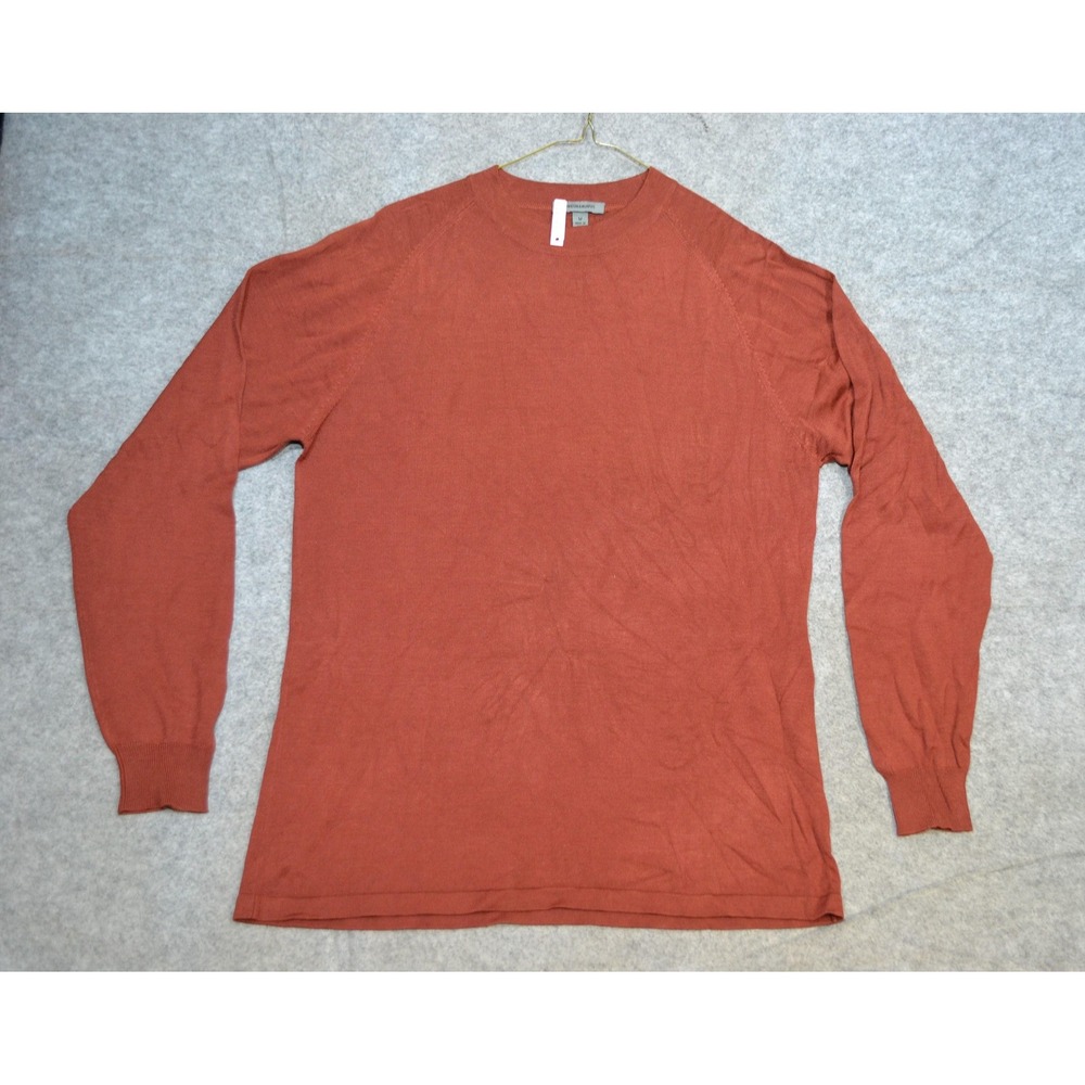 Johnston & Murphy Sweater Mens M Orange Pure Silk Crewneck Lightweight Knit